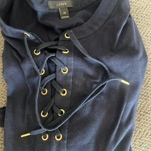 J. Crew Women’s Dark Blue Lace-Up thick blouse